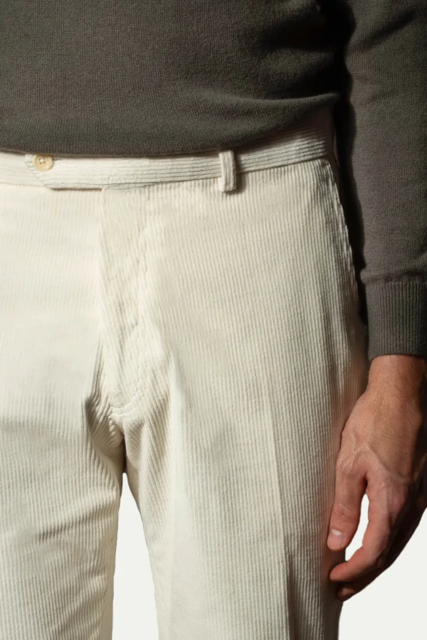 Off-white corduroy Sirmione trousers - Made in Italy