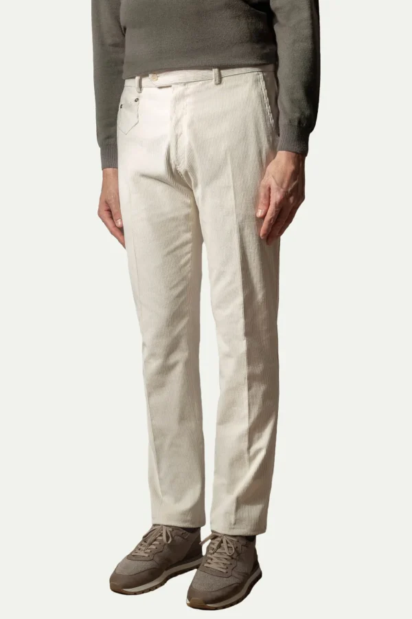 Off-white corduroy Sirmione trousers - Made in Italy