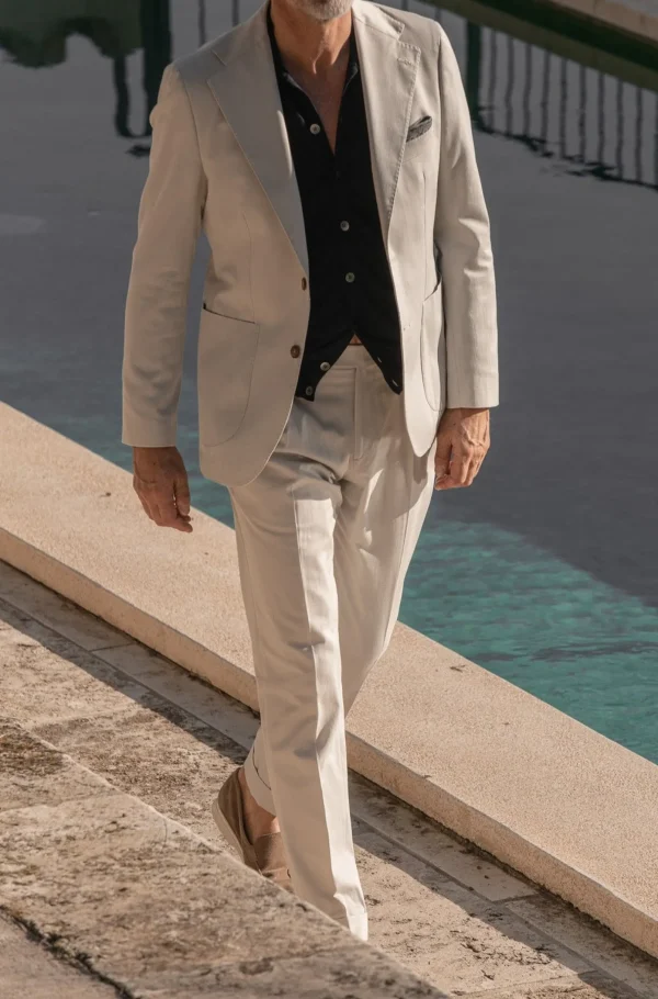 Off-white cotton and cashmere suit - Made in Italy
