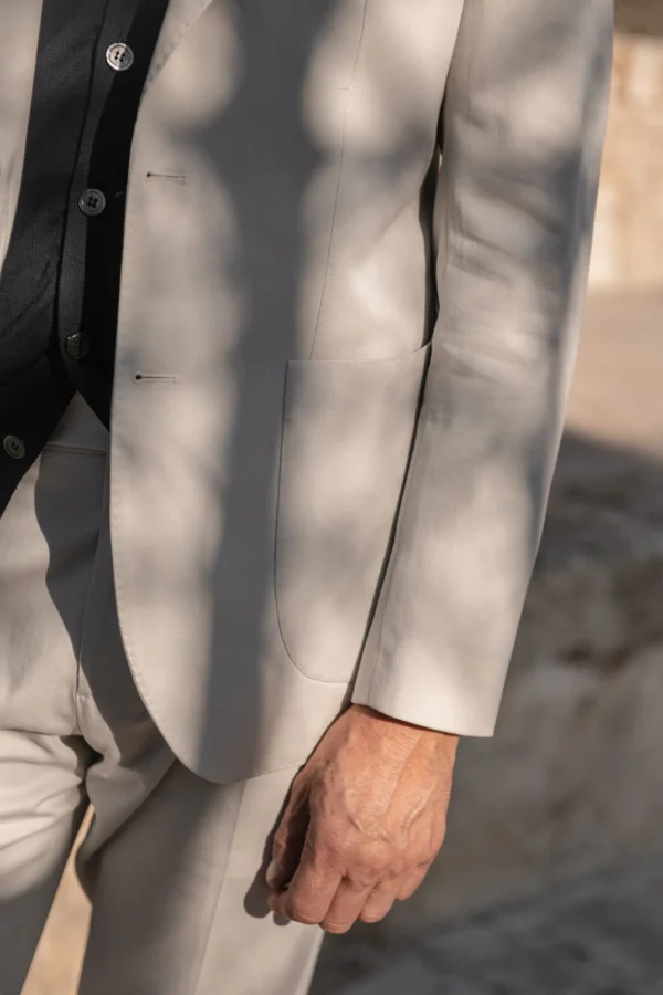 Off-white cotton and cashmere suit - Made in Italy