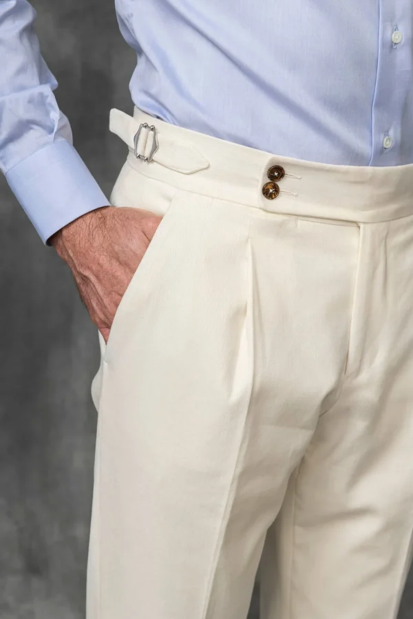 Off-white cotton Soragna trousers - Made in Italy