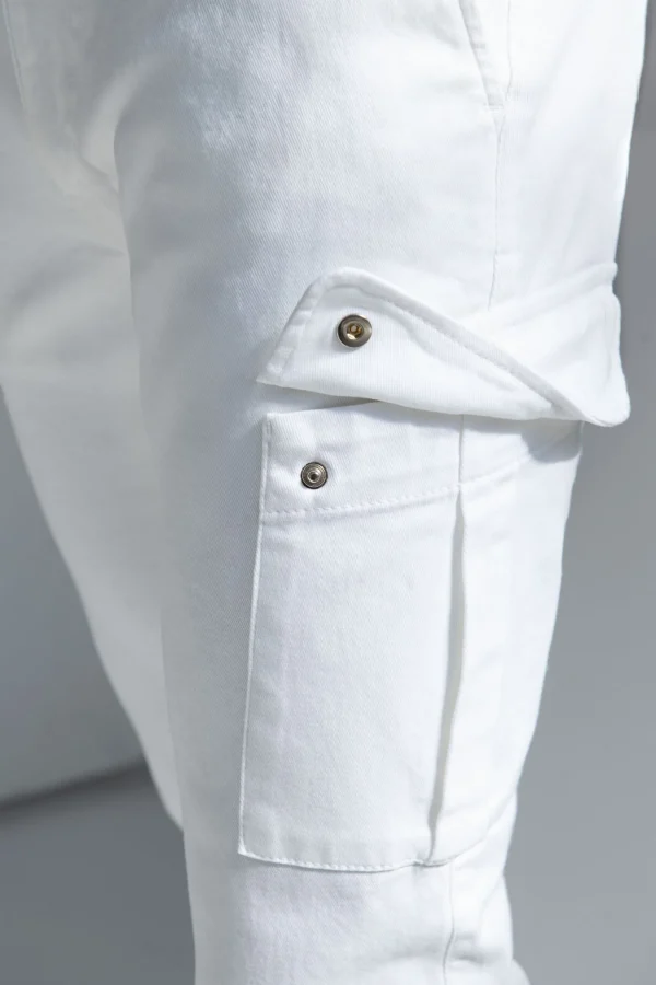 Off-white stretch canvas cargo - Made in Italy