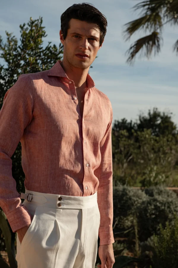 Red linen shirt - Made in Italy