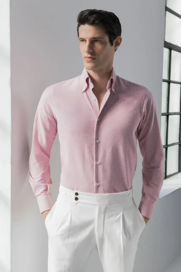 Red soft oxford button down shirt - Made In Italy