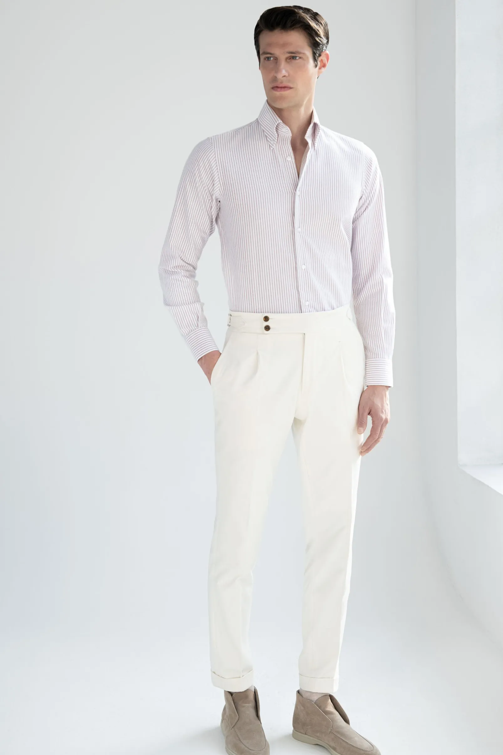 red_striped_soft_oxford_b_2.webp Red striped soft oxford button down shirt - Made In Italy
