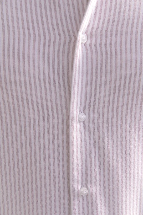 Red striped soft oxford button down shirt - Made In Italy