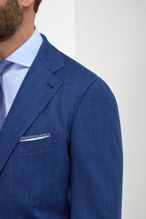 Royal blue striped suit - Made in Italy