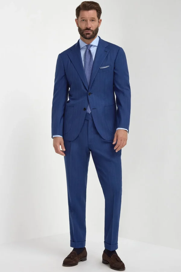 Royal blue striped suit - Made in Italy