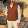 Rusty and beige reversible vest – Made in Italy