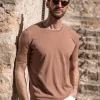 Rusty knitted cotton t-shirt - Made in Italy