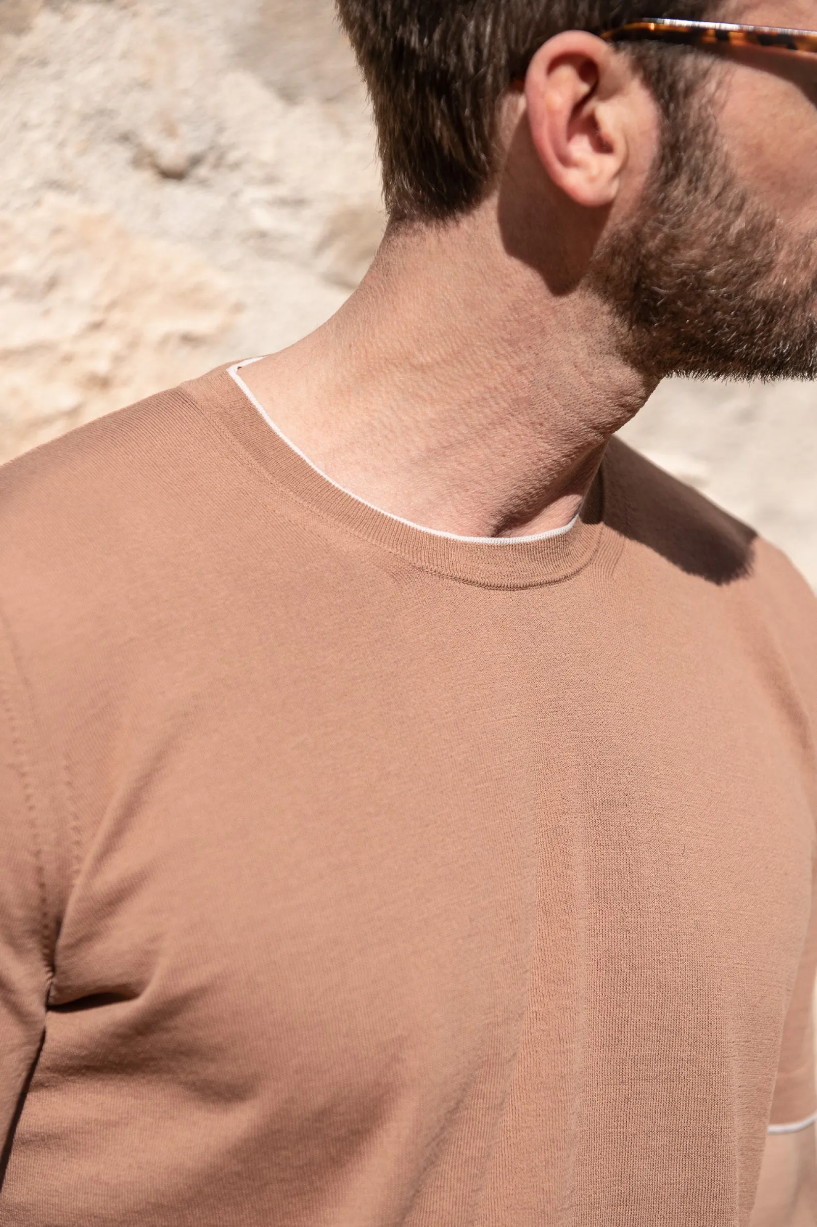 rusty_knitted_cotton_tshi_1.webp Rusty knitted cotton t-shirt - Made in Italy