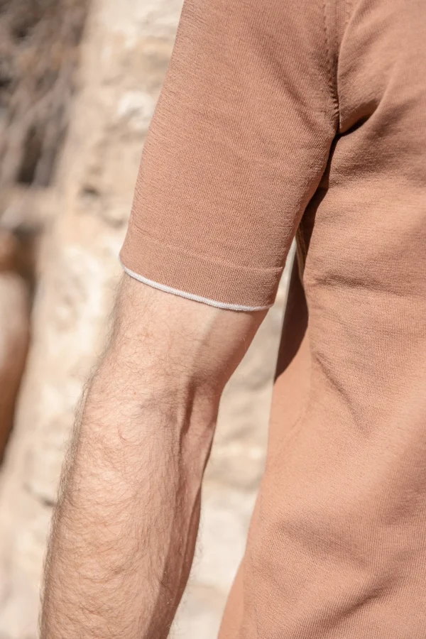 Rusty knitted cotton t-shirt - Made in Italy