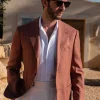 Rusty wool linen and silk jacket - Made in Italy
