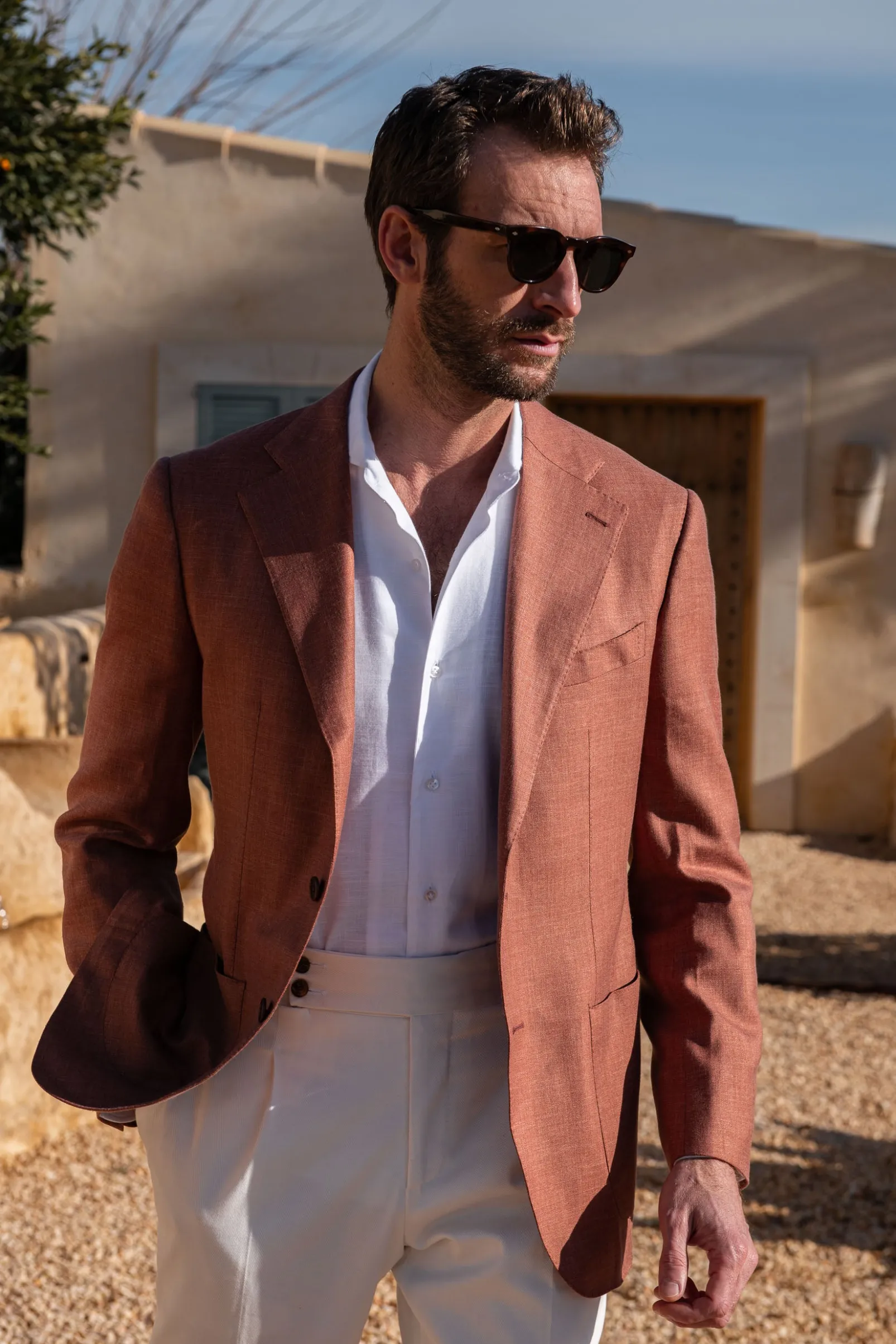 rusty_wool_linen_and_silk_0.webp Rusty wool linen and silk jacket - Made in Italy