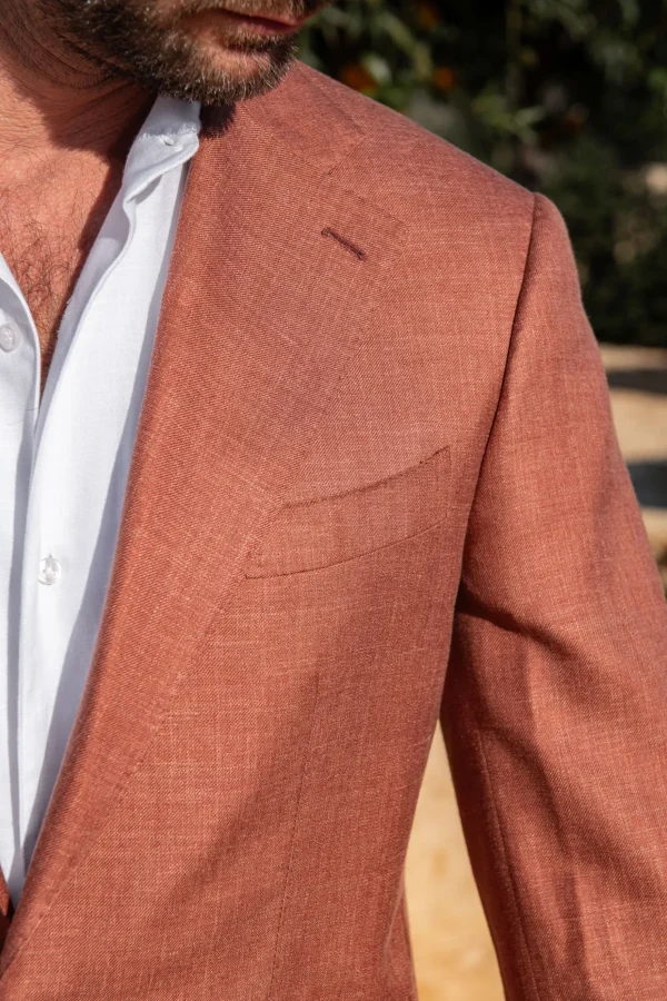 Rusty wool linen and silk jacket - Made in Italy