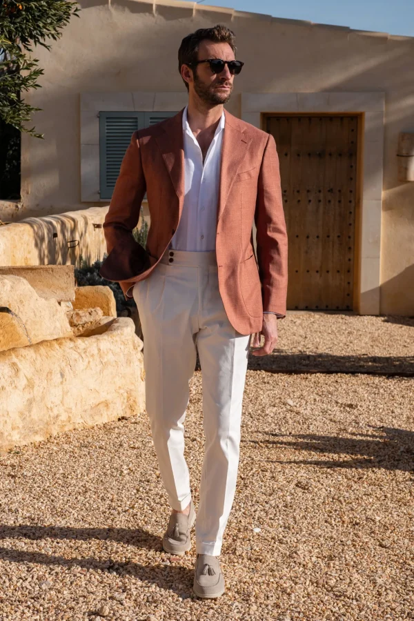Rusty wool linen and silk jacket - Made in Italy