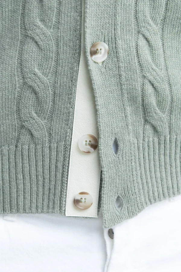 Sage cable knit cardigan – Made in Italy