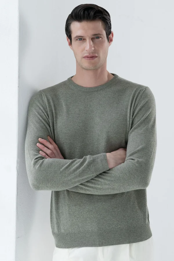 Sage cashmere round neck – Made in italy