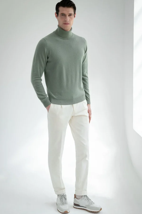Sage cashmere turtleneck – Made in italy