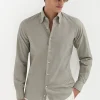 Sage chambray button down shirt - Made in Italy