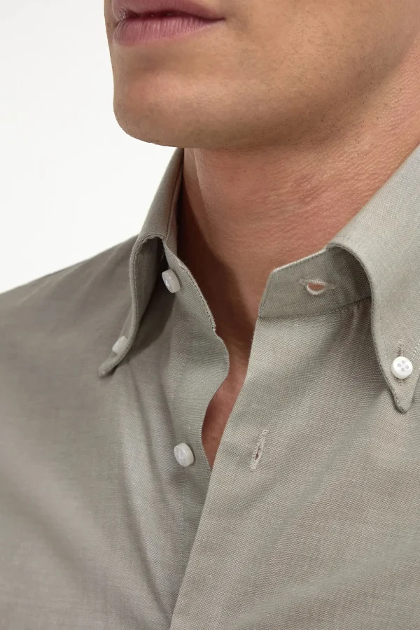 Sage chambray button down shirt - Made in Italy