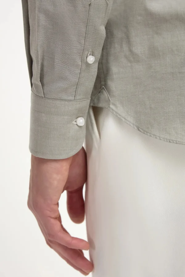 Sage chambray button down shirt - Made in Italy