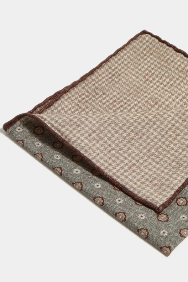 Sage fancy reversible pocket square - Made in Italy