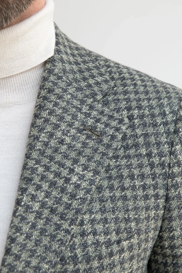 Sage houndstooth jacket - Made in Italy