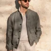 Sage linen bomber jacket – Made in Italy