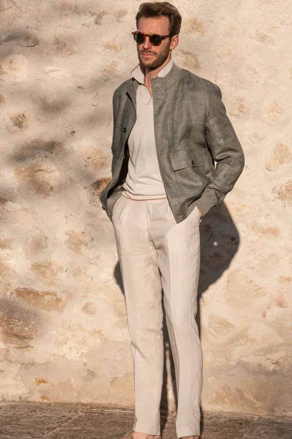 Sage linen bomber jacket – Made in Italy