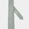 Sage micro fancy silk tie - Made in Italy