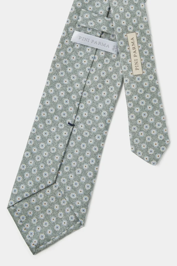 Sage micro fancy silk tie - Made in Italy
