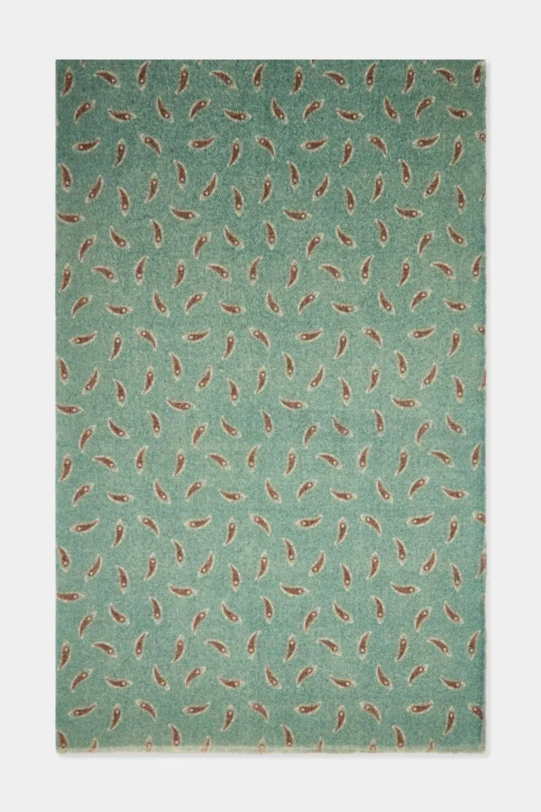 Sage paisley reversible scarf - Made in Italy