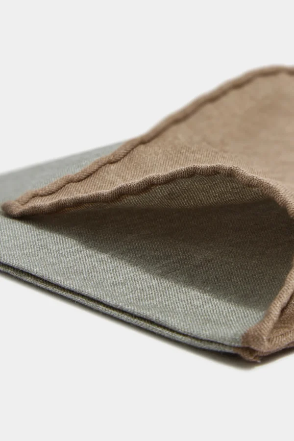 Sage reversible pocket square - Made in Italy