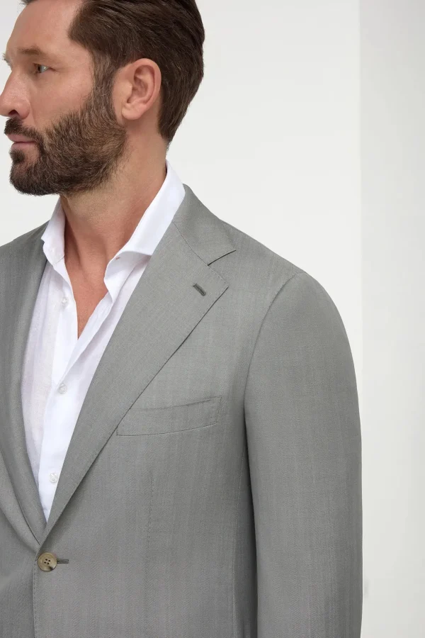 Sage solaro wool and silk suit - Made in Italy