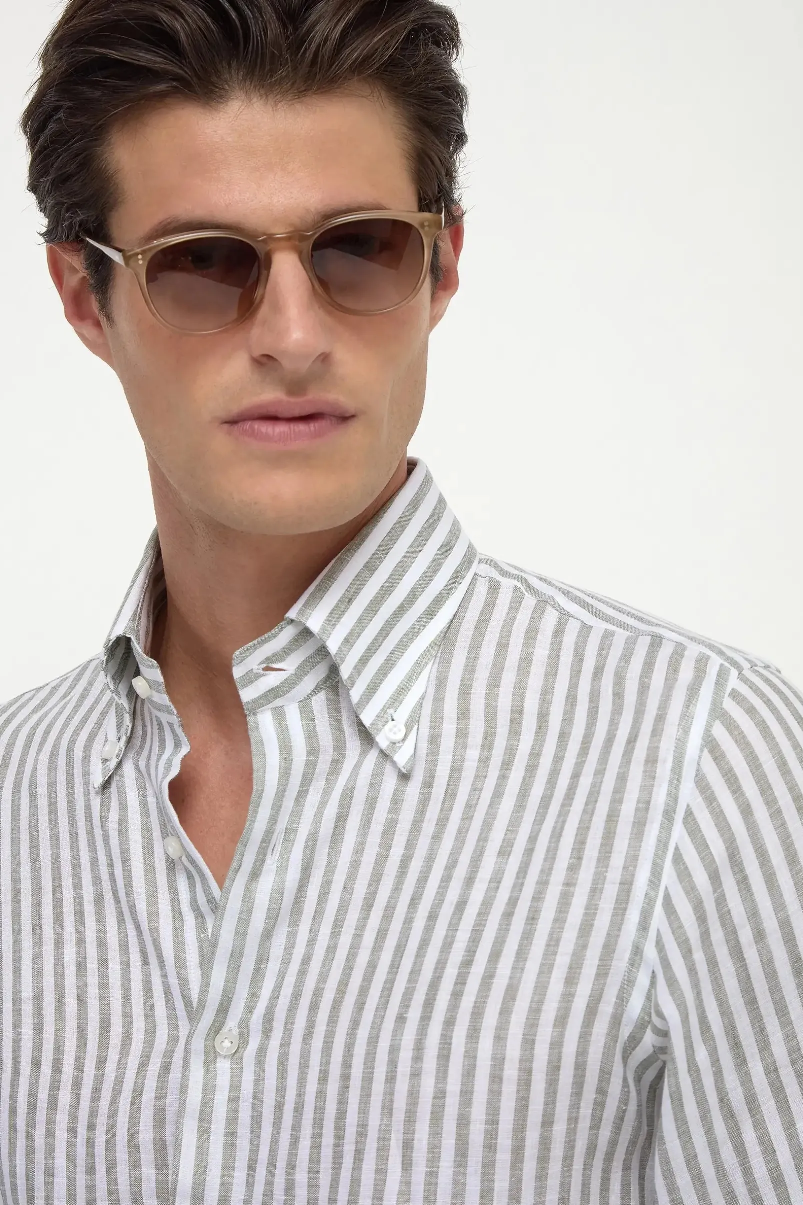 sage_striped_linen_button_0.webp Sage striped linen button down shirt - Made in Italy