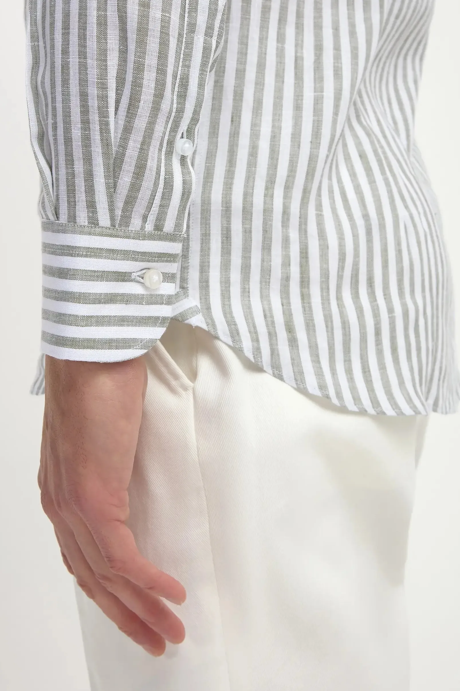 sage_striped_linen_button_2.webp Sage striped linen button down shirt - Made in Italy