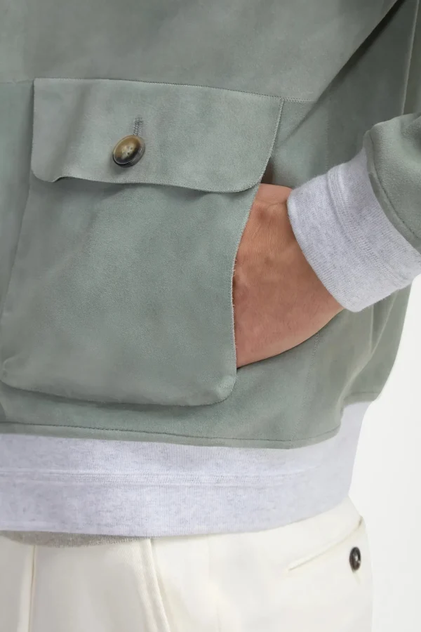 Sage suede bomber – Made in Italy