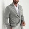 Sage wool and linen jacket - Made in Italy
