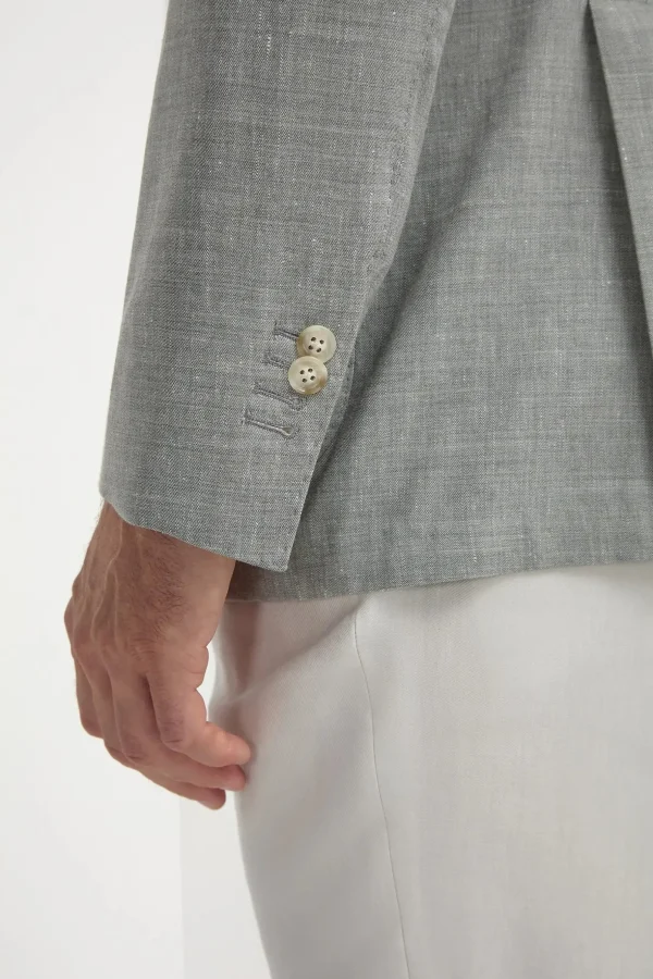 Sage wool and linen jacket - Made in Italy