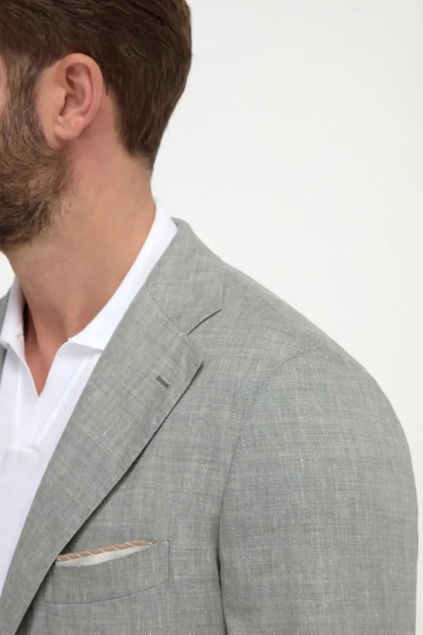 Sage wool and linen jacket - Made in Italy