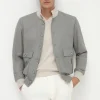 Sage wool silk and linen bomber - Made in Italy