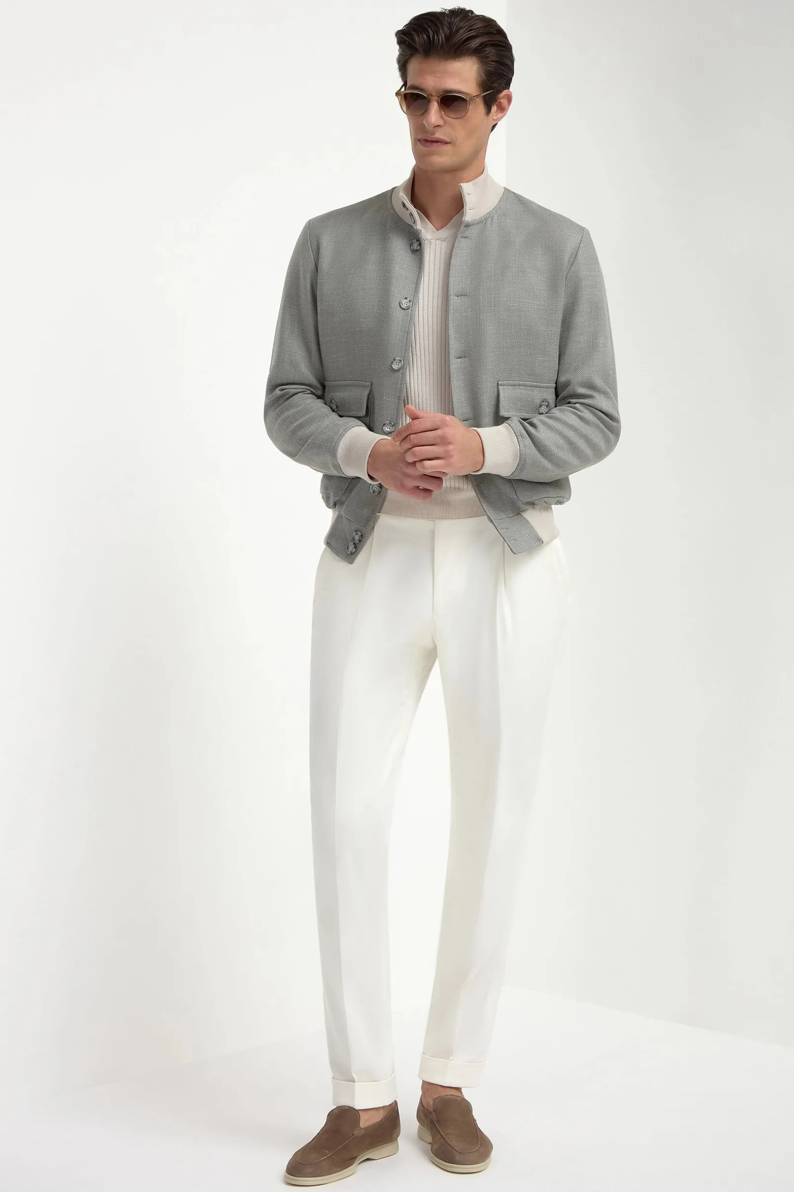 sage_wool_silk_and_linen__3.webp Sage wool silk and linen bomber - Made in Italy