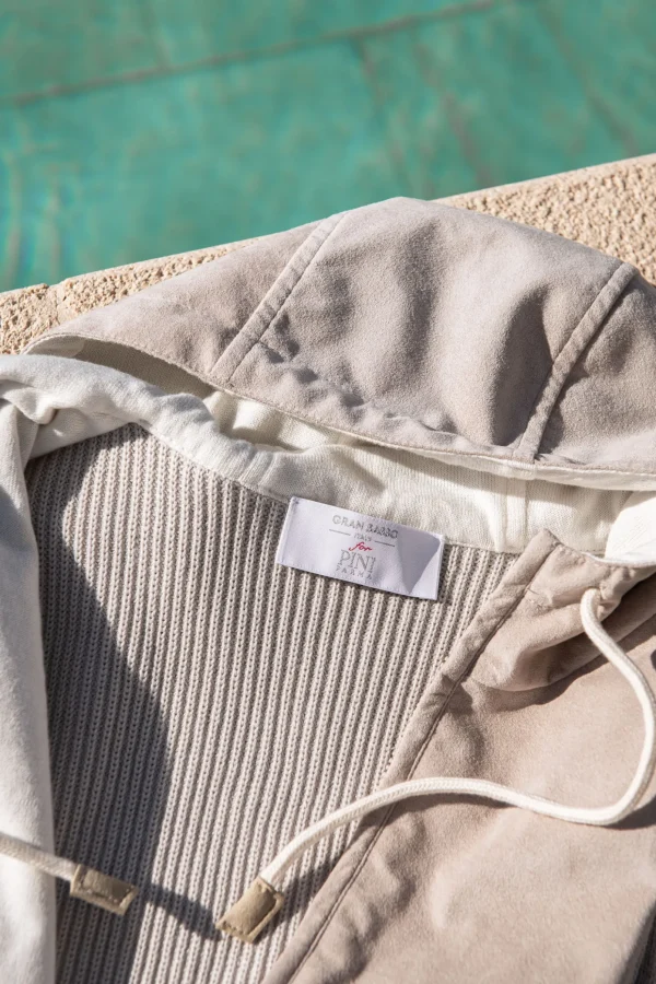 Sand alcantara hooded vest – Made in Italy
