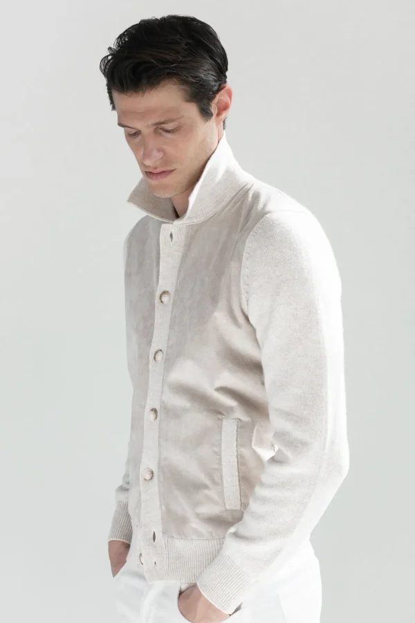 Sand alcantara polo shirt - Made in Italy