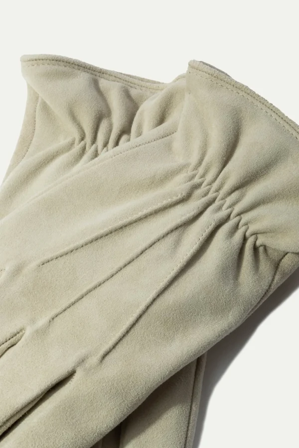 Sand Cashmere Lined Suede Gloves - Made in Italy