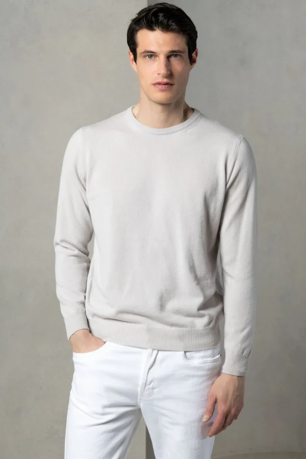 Sand cashmere round neck – Made in italy