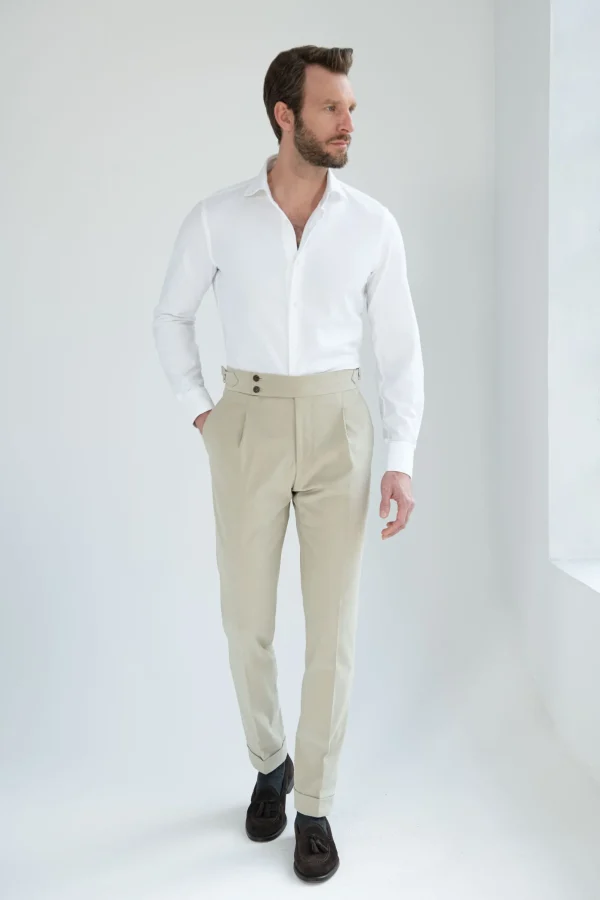 Sand cotton Soragna trousers - Made in Italy