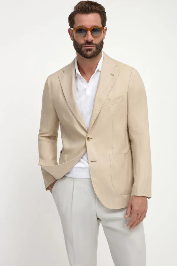 Sand herringbone jacket - Made in Italy