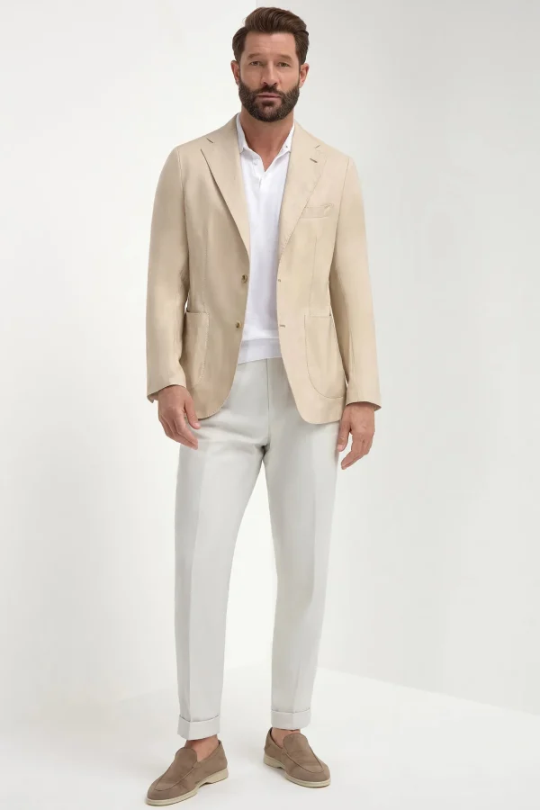 Sand herringbone jacket - Made in Italy